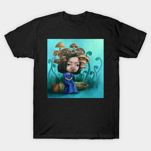 mushroom girl T-Shirt by RAMON PAINTING